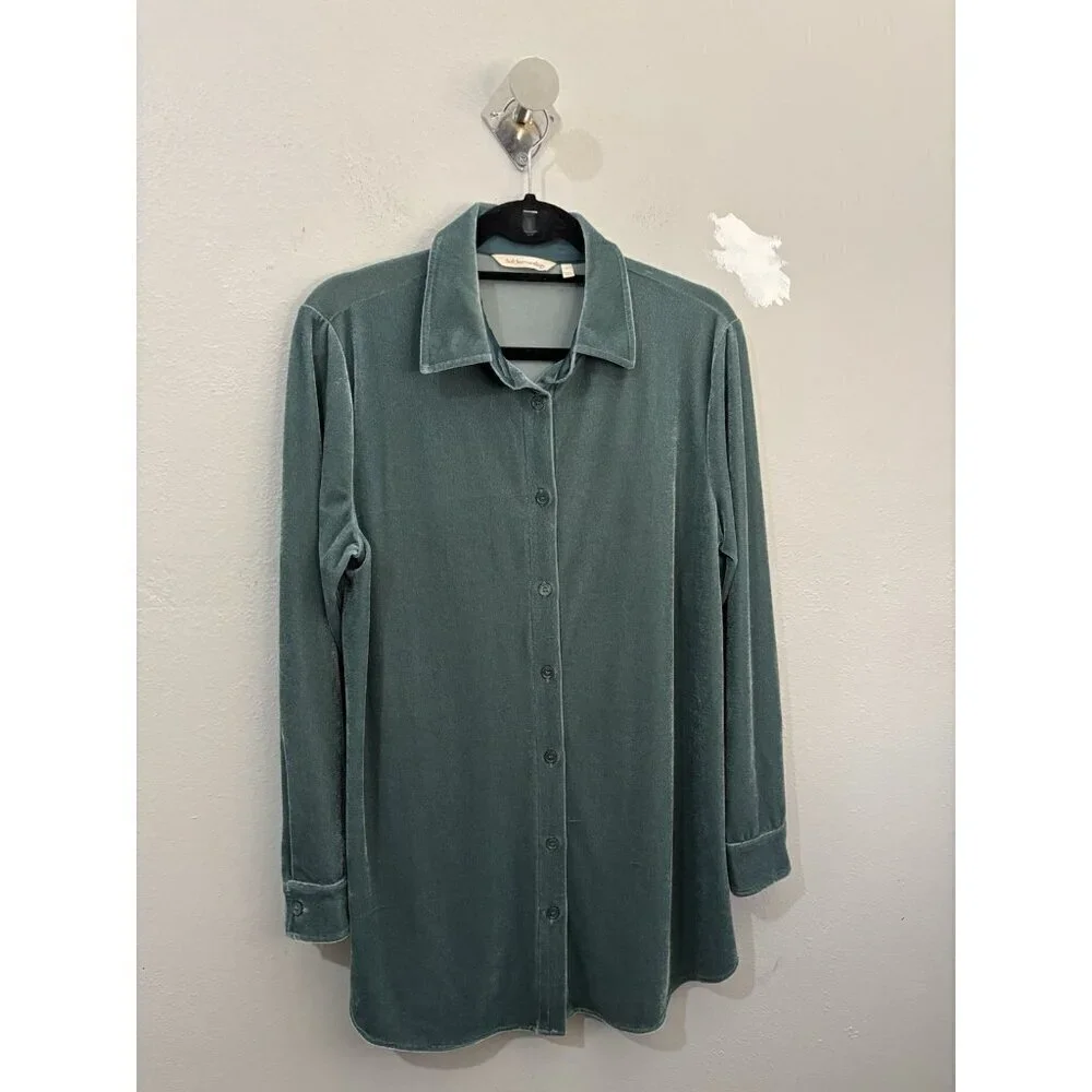 Soft Surroundings Velvet Boyfriend Button Down Shirt Women Small